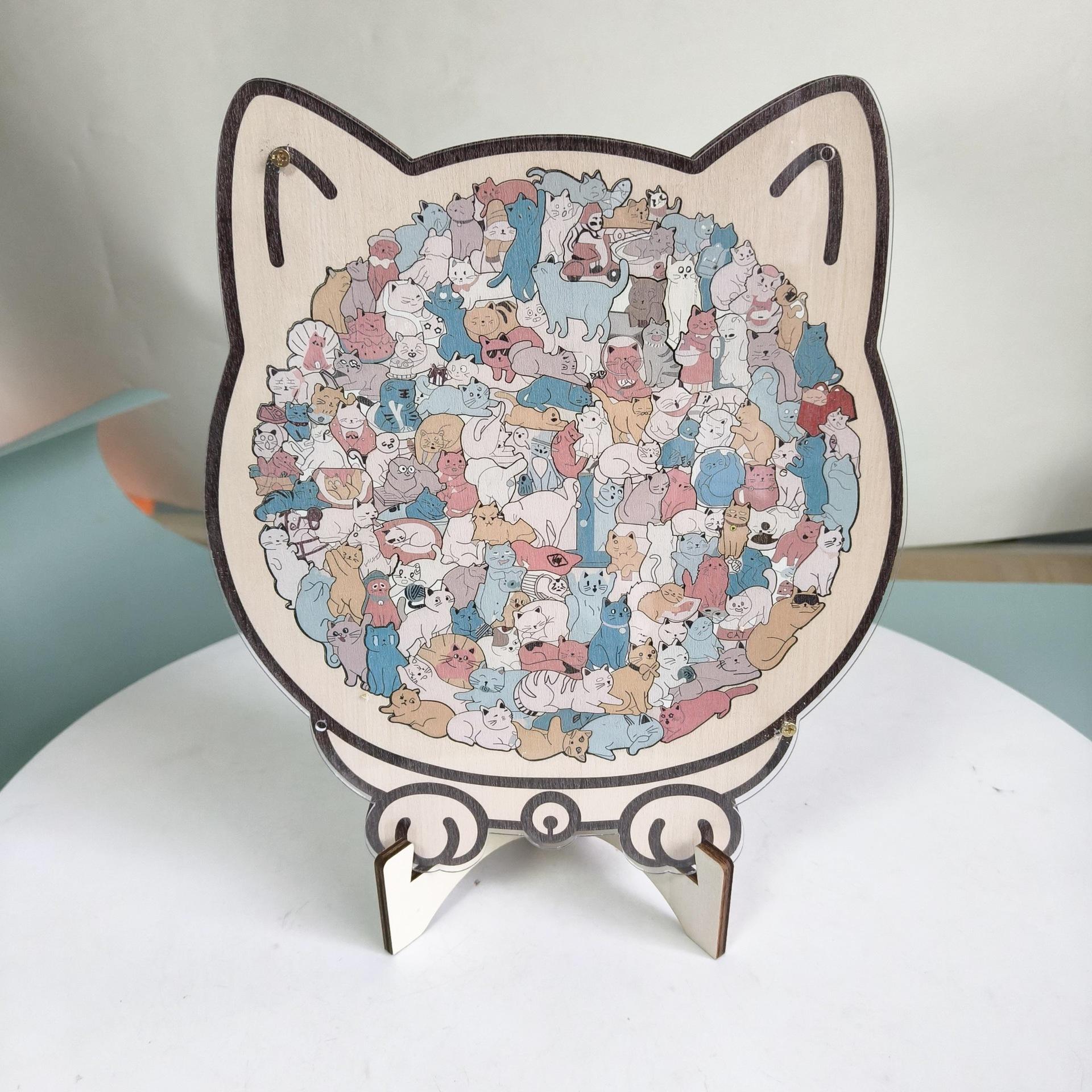 

Деревянный пазл в форме кошек - Уникальный деревянный пазл в форме животных в подарок