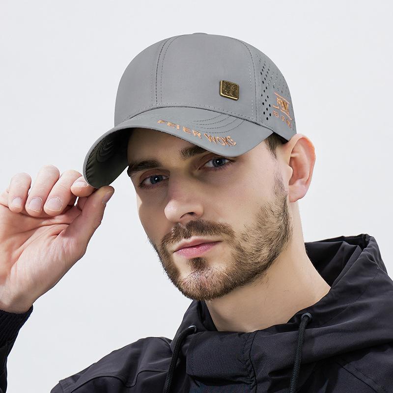 Summer Sunscreen Black Rubber Brim Quick-Drying Baseball Cap Men Embroidered Breathable Cap