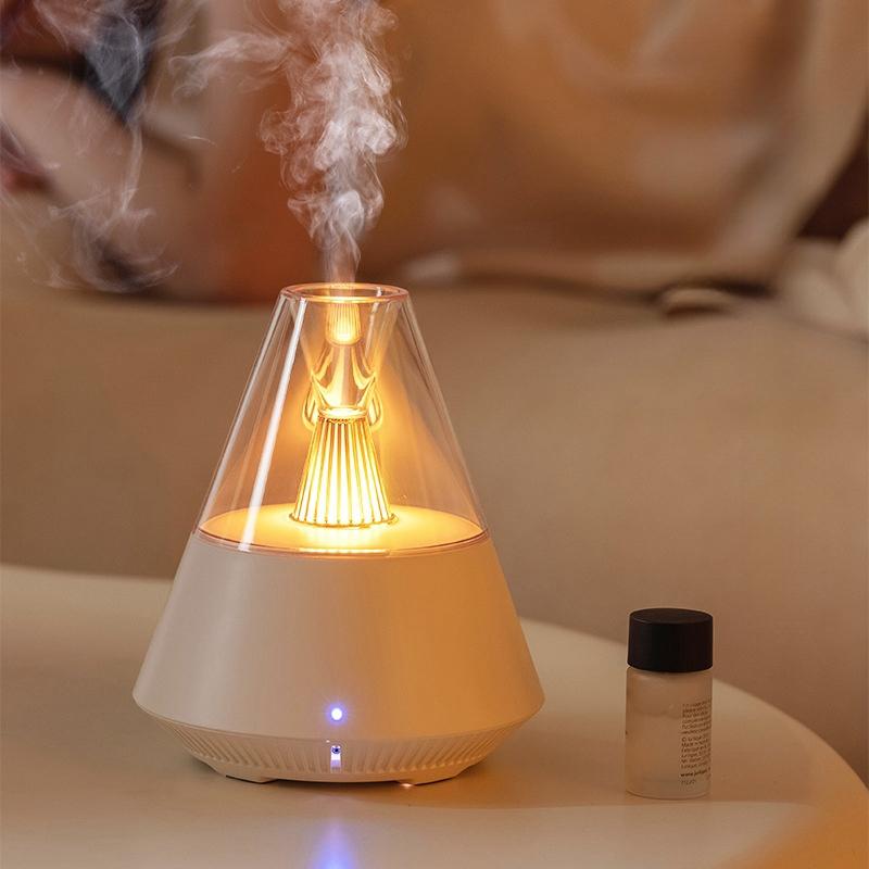 150ML Candlelight Aroma Diffuser Mini USB Air Humidifier Mist Sprayer LED Night Light Essential Oil Diffuser with Remote Control