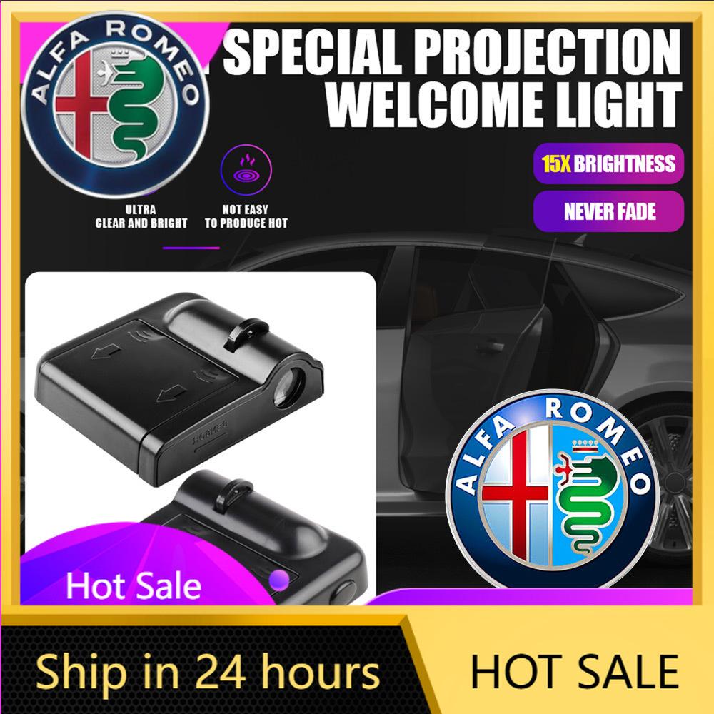 Car Stickers For Alfa Romeo 1/2Pcs Car Door HD Welcome Light Wireless Projector Induction Lamp Auto Accessories For Alfa Romeo G