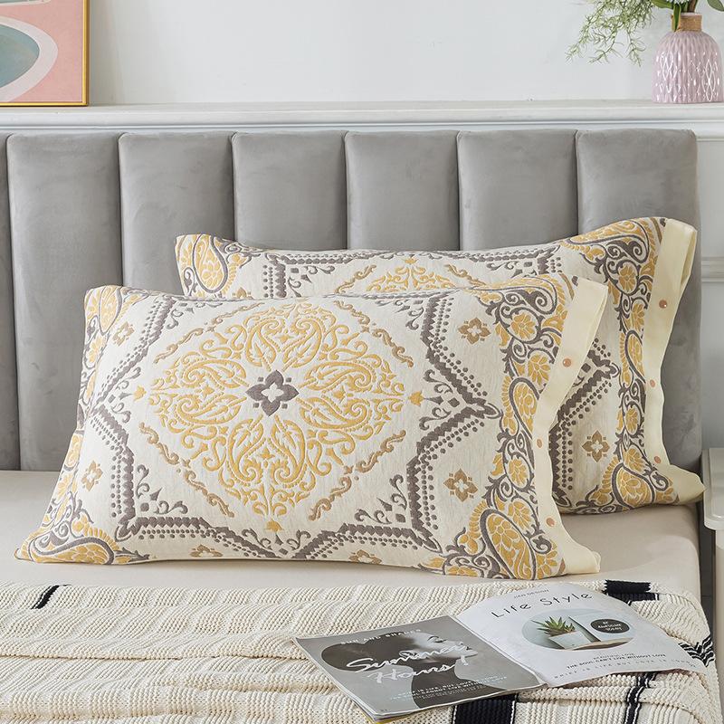 

Floral Pillowcases, Gauze Cotton Covers, for Children and Adults, Yarn-dyed Jacquard, Durable, 48*74 cm, 2 pcs, High Quality 480x740mm