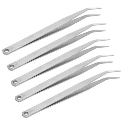 5Pcs Curved Sewing Tweezers Stainless Steel Fine Tip Smoothing Surfaces Light Weight Sewing Machine