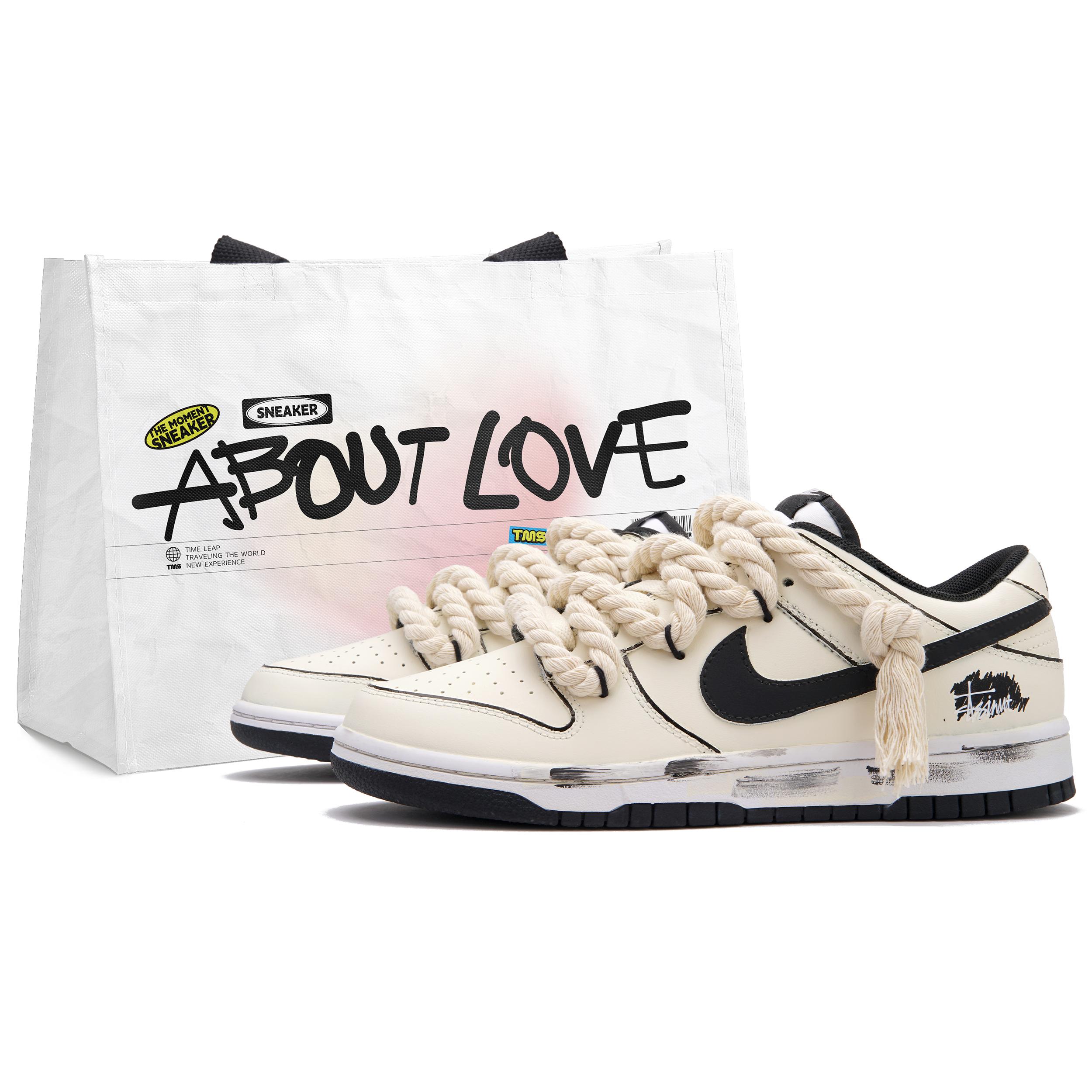 

Nike Dunk Game Youth Low top Skateboard Shoes Women s Beige White Black CW1590-100(Team62-) 36.5
