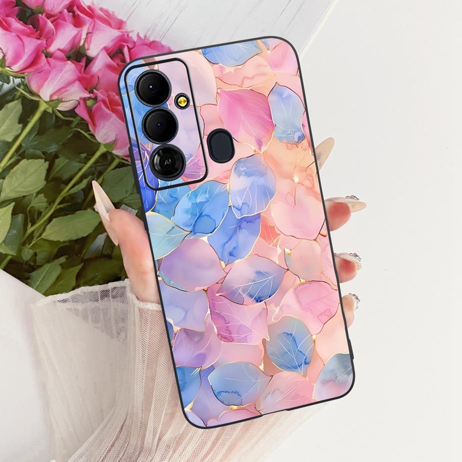 For Tecno Pop 6 GO Case BE6j Cute Bow Flowers Painted Cover Soft TPU Phone Case For Tecno Pop 6 Pro BE8 Pop6 GO Back Cover Coque