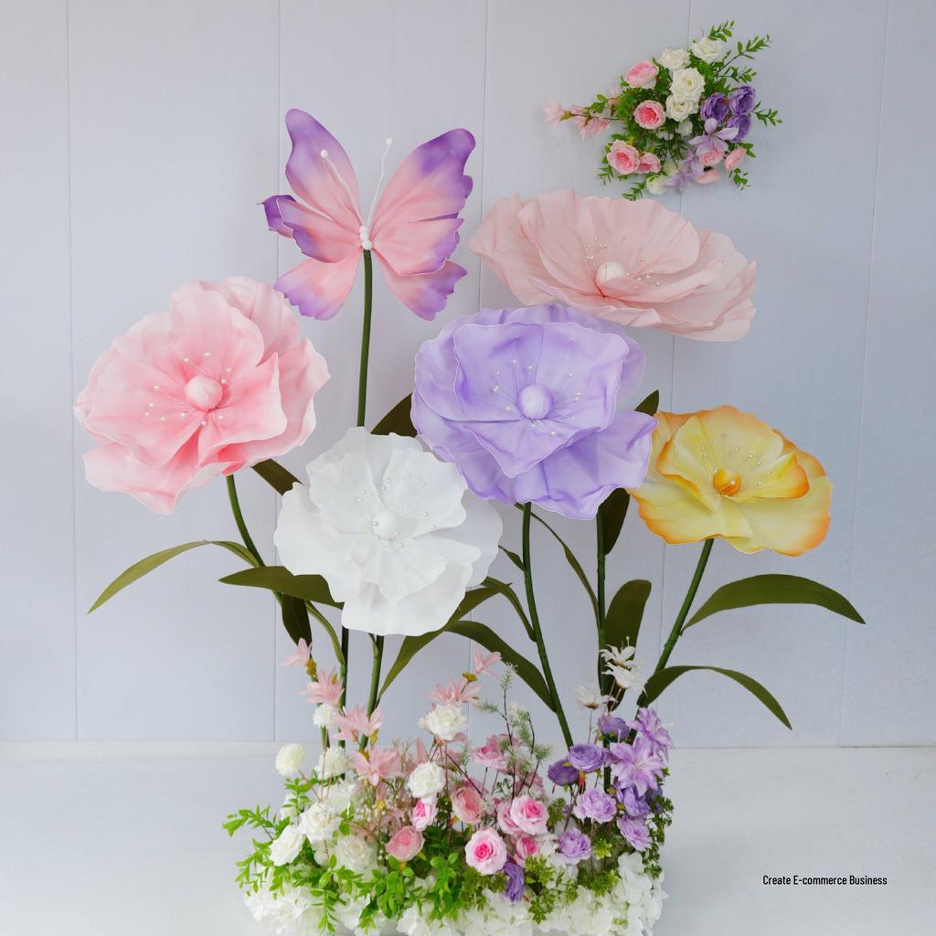 Large Poppy Paper Flower Art Stand for Weddings & Displays
