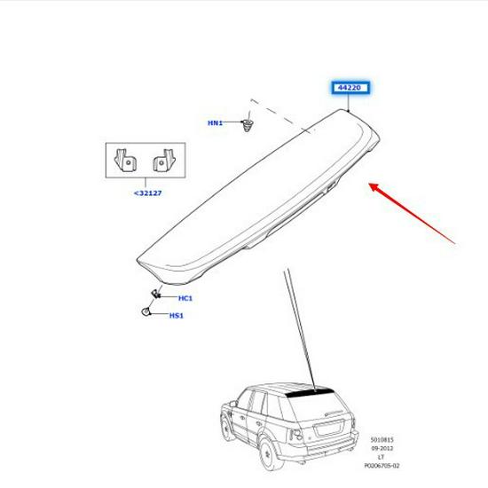LR016236 Rear Spoiler: Fits 2010-2013 Land Rover Range Rover Sport Models.