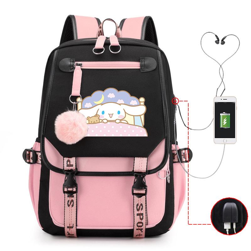 Pies z Dużymi Uszami Plecak Szkolny Męski i Damski Plecak dla Ucznia Szkoły Średniej Gimnazjum Styl College'owy Pasek do Plecaka Plecak Wielofunkcyjny USB