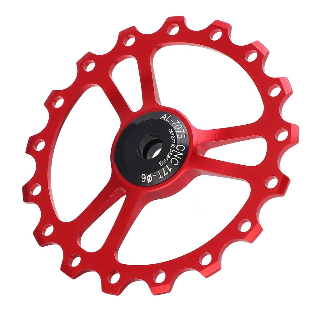 MEIJUN 17T Ceramic Rear Derailleur Guide Wheel Aluminum Alloy Rear Derailleur Pulley Wheel for Road Mountain BikeRed