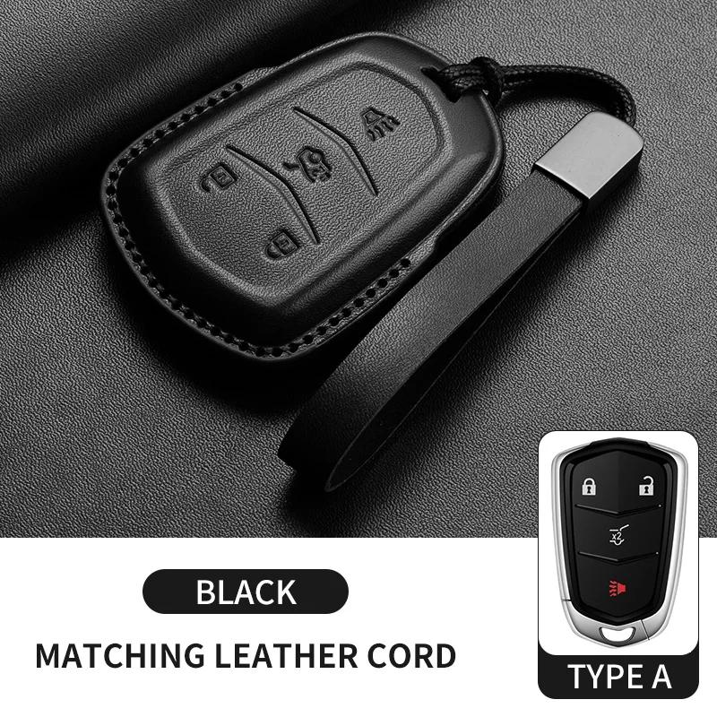 Leather Car Key Case Cover For Cadillac CT4 CT5 ATS CT6 CTS DTS XT5 Escalade ESV SRX STS XTS  XT4 28T ELR  Car Key Accessoires