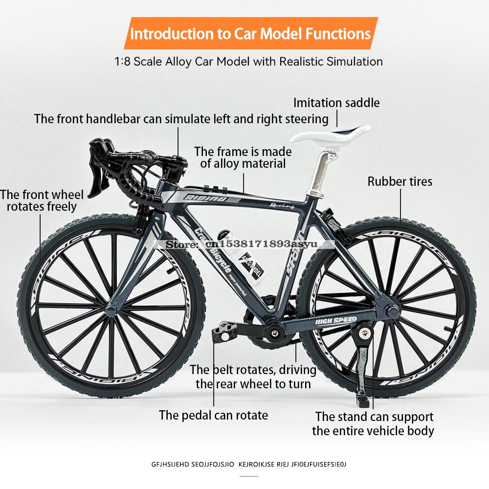 Mini 1:8 New Model Alloy Bicycle Diecast Finger Mountain Simulation Metal Bend Road Bike Collection Gifts Toys for children