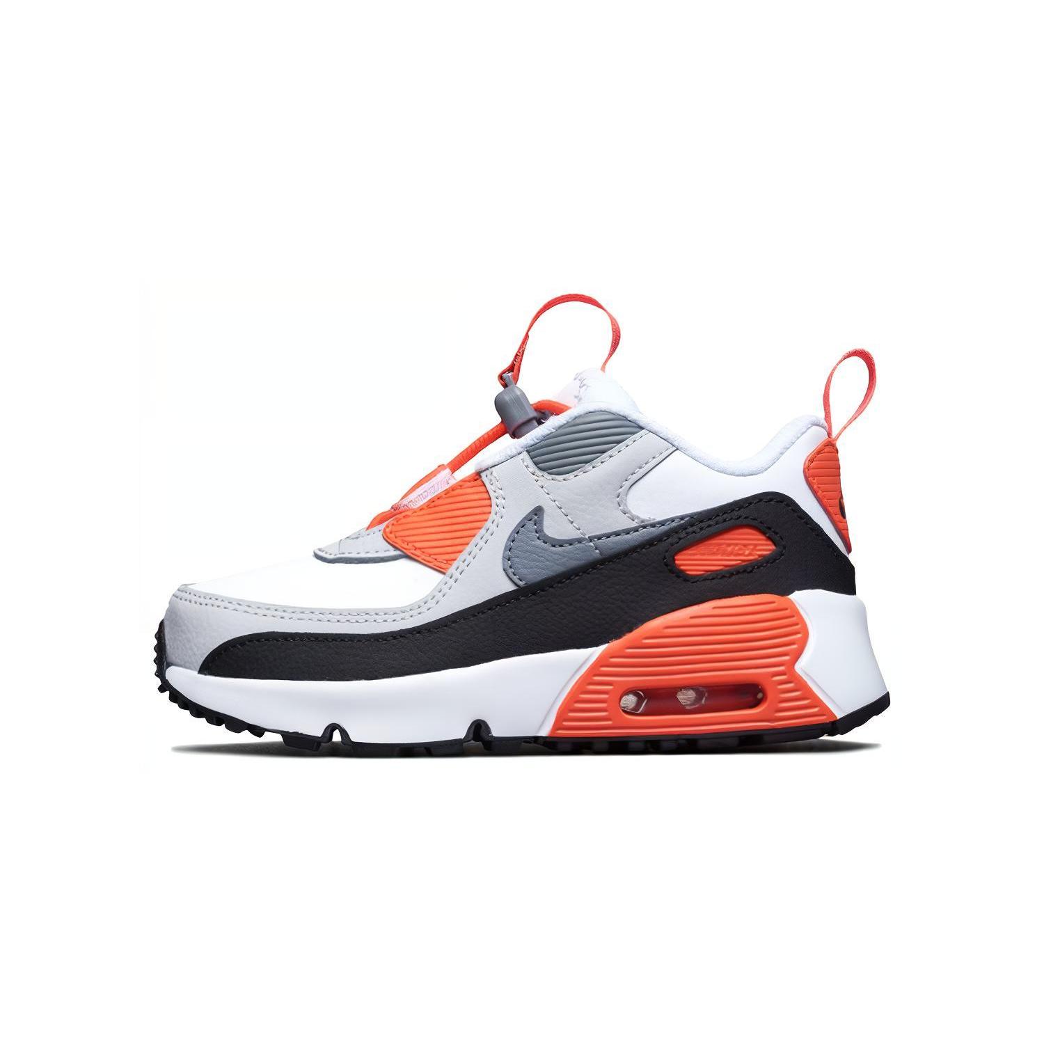 

New Nike Air Max 90 Toggle Mid Top Toddler Shoes Gray White Orange Infant And Toddler CV0065-100 22