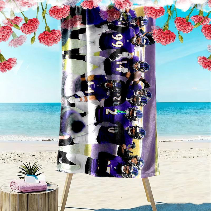 Baltimore Ravens Players Print Beach Towel, Large Soft Quick Dry Towel for Beach Camping Swimming