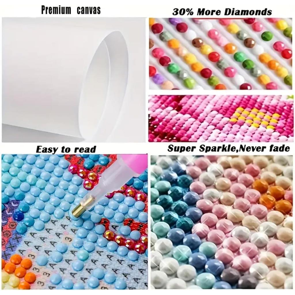 Flower Diamond Art Piece Set, 5D DIY Colorful Round Gemstone Cross Stitch Painting Craft Decoration Home Wall Mural