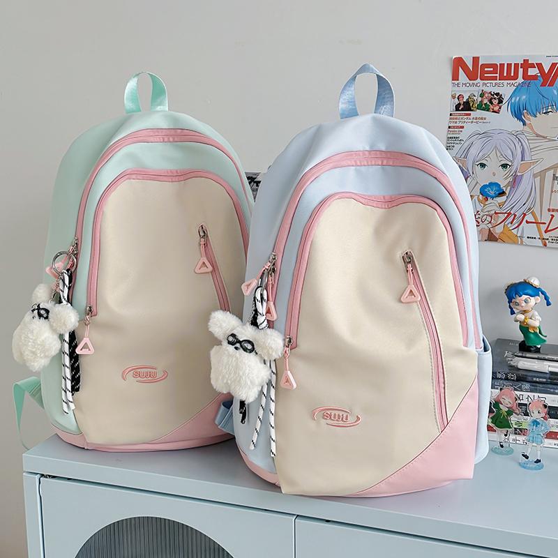 Junior School Student Schoolbag Color Contrast Backpack Girl College Style Backpack