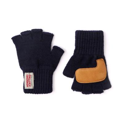 NEWBERRY KNITTING כפפות ללא אצבעות מעור צבי - כחול נייבי