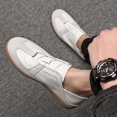 New Men Genuine Leather Casual Shoes Fashion Flat Skate Shoes Youth Street Cool Slip-on Sneaker