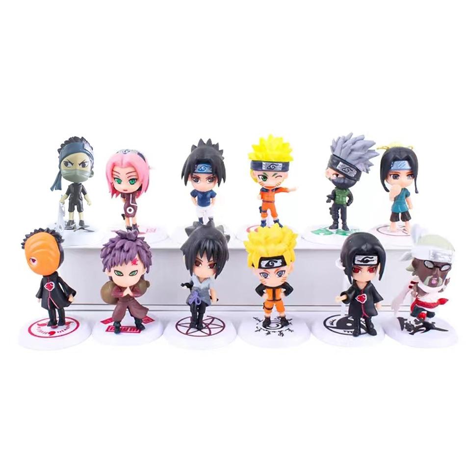 12pcs/set Anime Figure Naruto Shippuden Hinata Sasuke Itachi Kakashi Gaara Action Figure Q Version PVC Figures Toys Gift