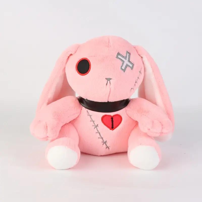 Creepy Goth Bunny Plush Black And White Contrasting Crazy Rabbit Spooky Gothic Bunny Cutestuffed Animal Halloween Birthday Gift