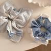 Blue Plaid Double-Sided Bow Ballet Hair Tie - Mori Style