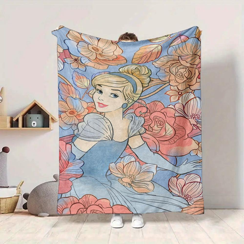 1Pc Floral Fantasy Princess Blanket Soft And Comfortable Casual Warm Camping Travel Christmas Halloween Xmas Gift M924348