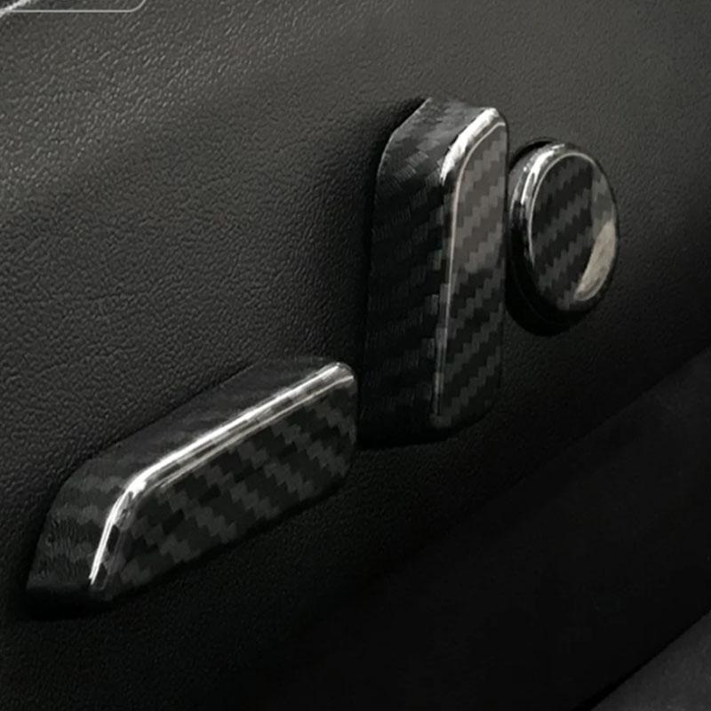 For Tesla Model 3 Model Y Carbon Fiber Color Seat Adjust Switch Button Trim Cover Black ABS Car Interior Accessories