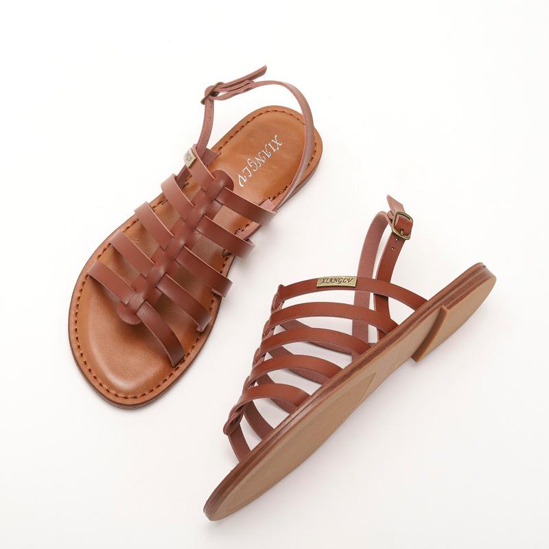 

Simple and stylish flat beach shoes summer new cross casual roman bohemian sandals 36