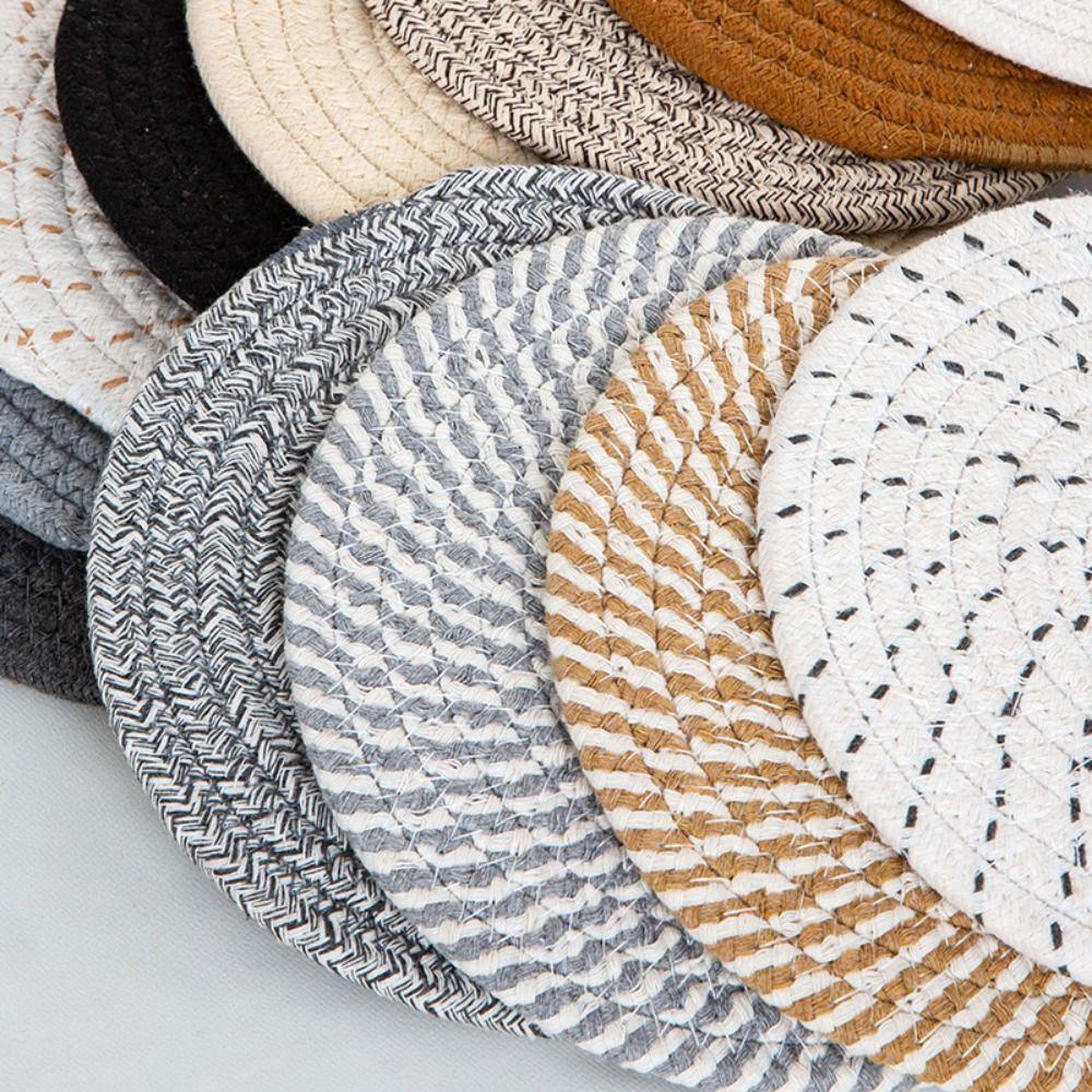 4Pcs 18-33cm Table Placemats Set Large Hot Pads Woven Pot Holders  Countertop Protection