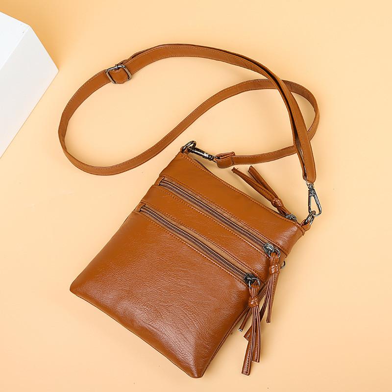 Elegant Black Or Brown Soft Pu Women s Crossbody Phone Bag Perfect For Everyday Style коричневый