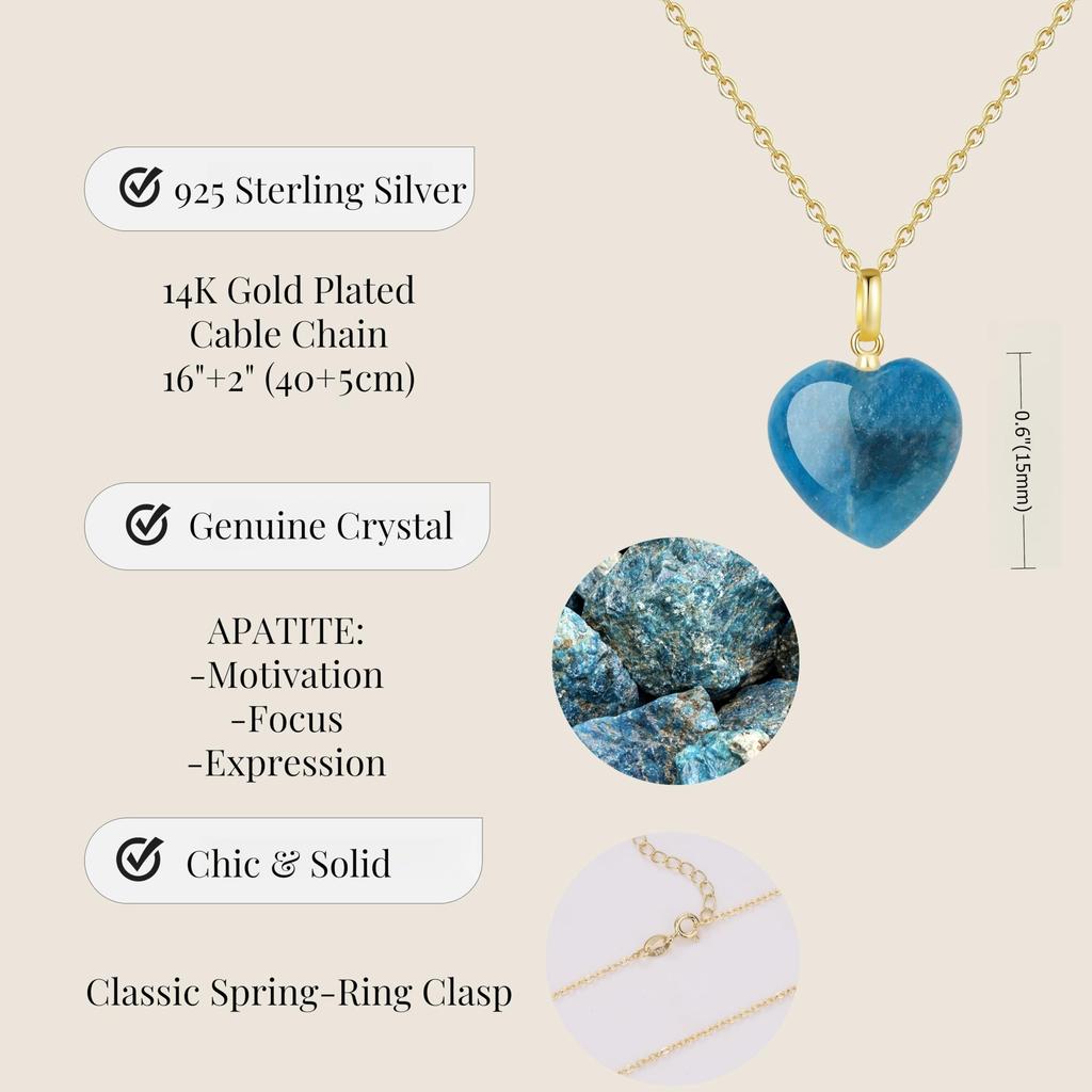 Small Heart Apatite Lucky Charm Necklace for Women [KOAI]