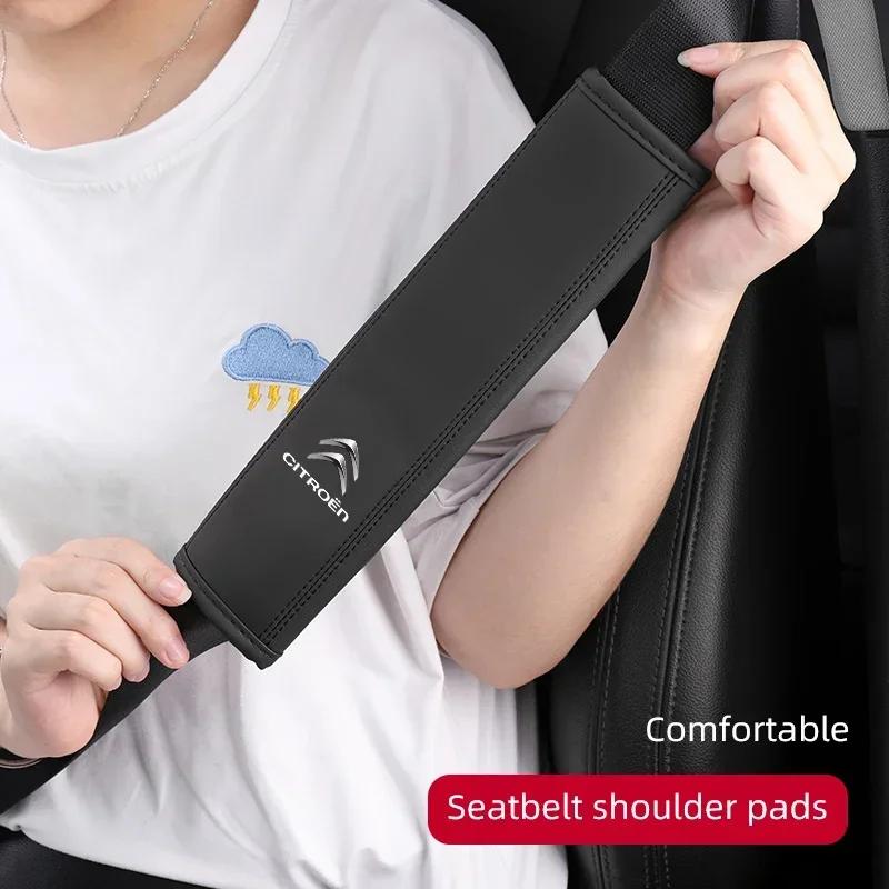 PU Leather Car Seat Belt Shoulder Cover Protection Padding Pad For Citroen C5 C1 C2 C6 C4L DS3 DS4 DS5 C-Elysee Grand Berlingo