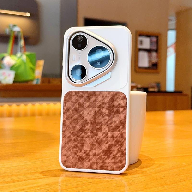 Square Back Premium Leather Phone Case For Huawei Pura 90 Pro Max/Pura 90 Pro Raised Lens to Protect the Camera Back Cover