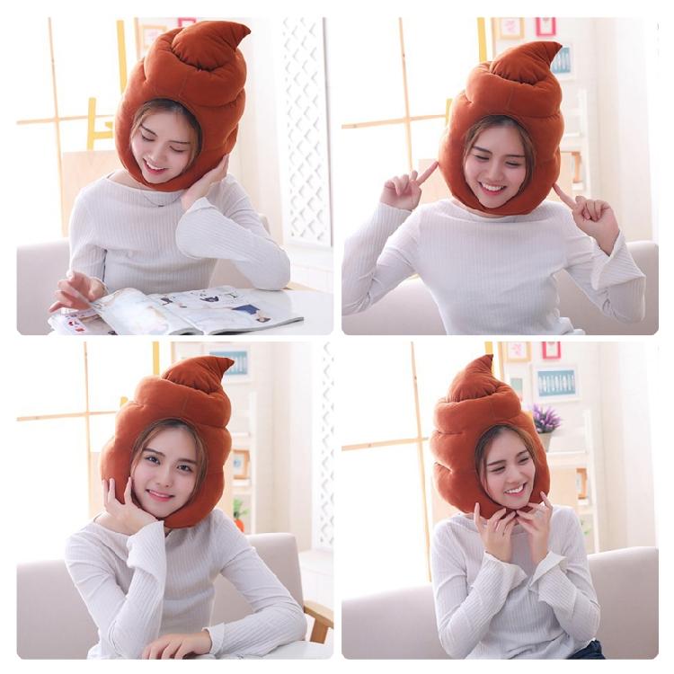 Diadema con Forma de Caca Sombrero de Felpa Gorra de Dibujos Animados con Orejeras Accesorios para Fotos de Cosplay de Halloween