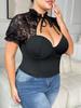 Sexy Plus Size Lace See-Through Strappy Slimming Corset Top