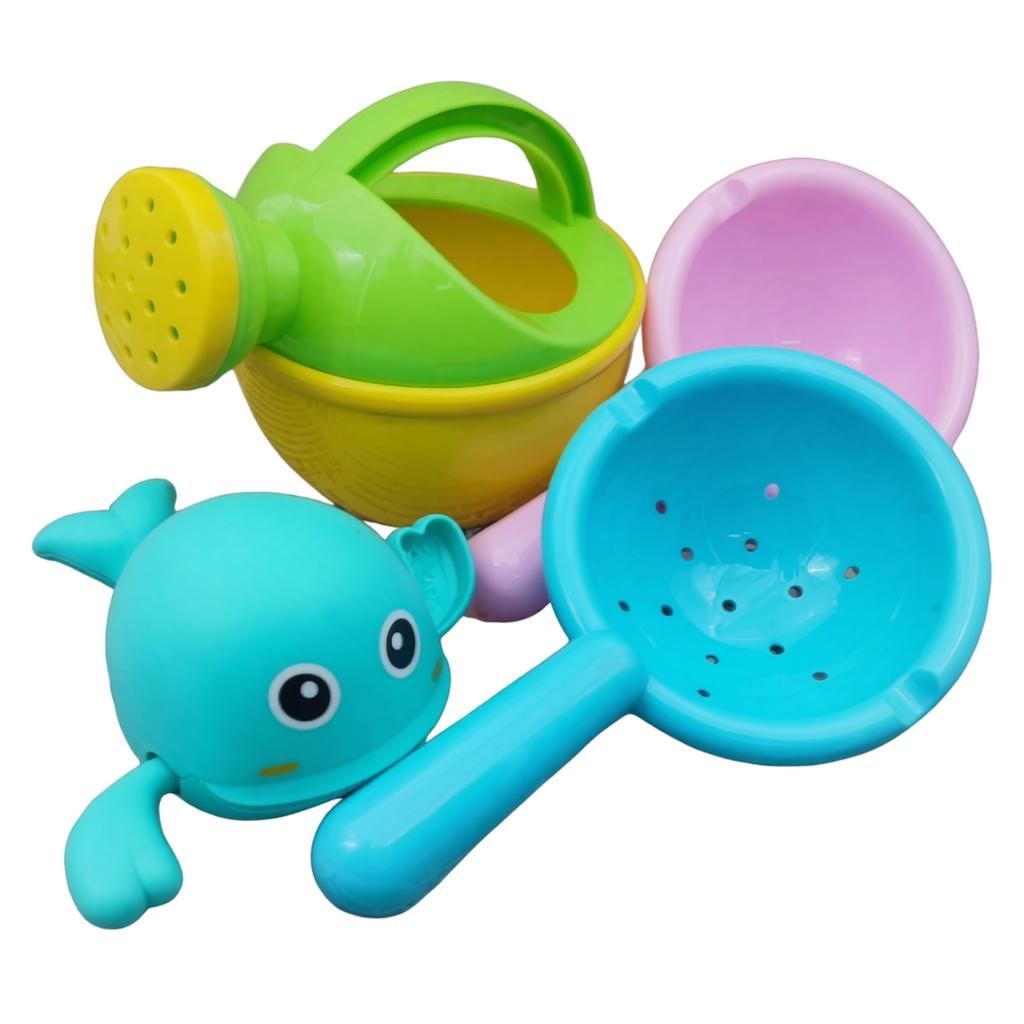 Baby Bath Toys Watering Can Scoop and Spinner Set Safe Plastic Bathing Toys for Infant Toddler Water Play and Sensory Development