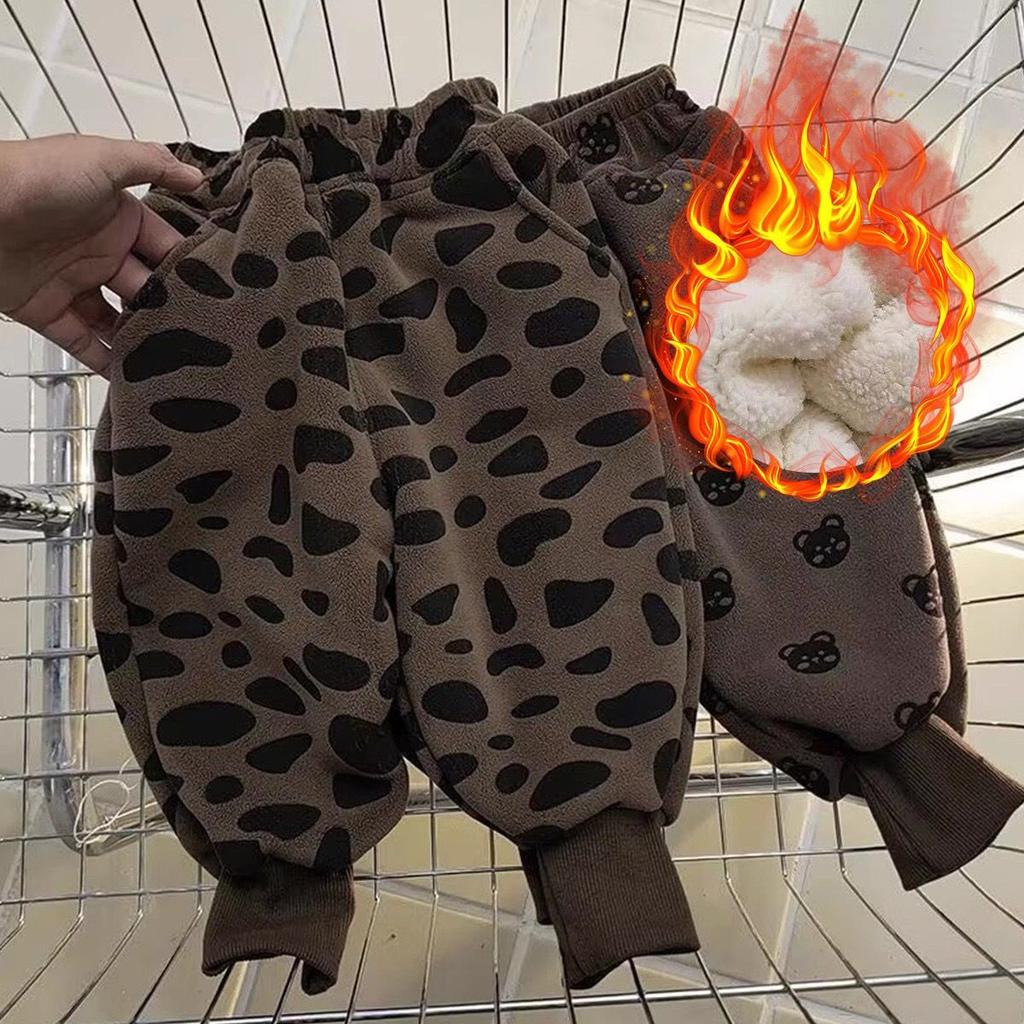 Baby Plyschbyxor Sammet Höst Vinter Pojkes Tjocka Mjukisbyxor Barn Flickors Tecknade Byxor Barns Varma Byxor Trend