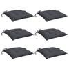 VidaXL Set of 6 Chair Cushions, Seat Pad with Tie Strings, Waterproof Outdoor Cushion, Anthracite 361509