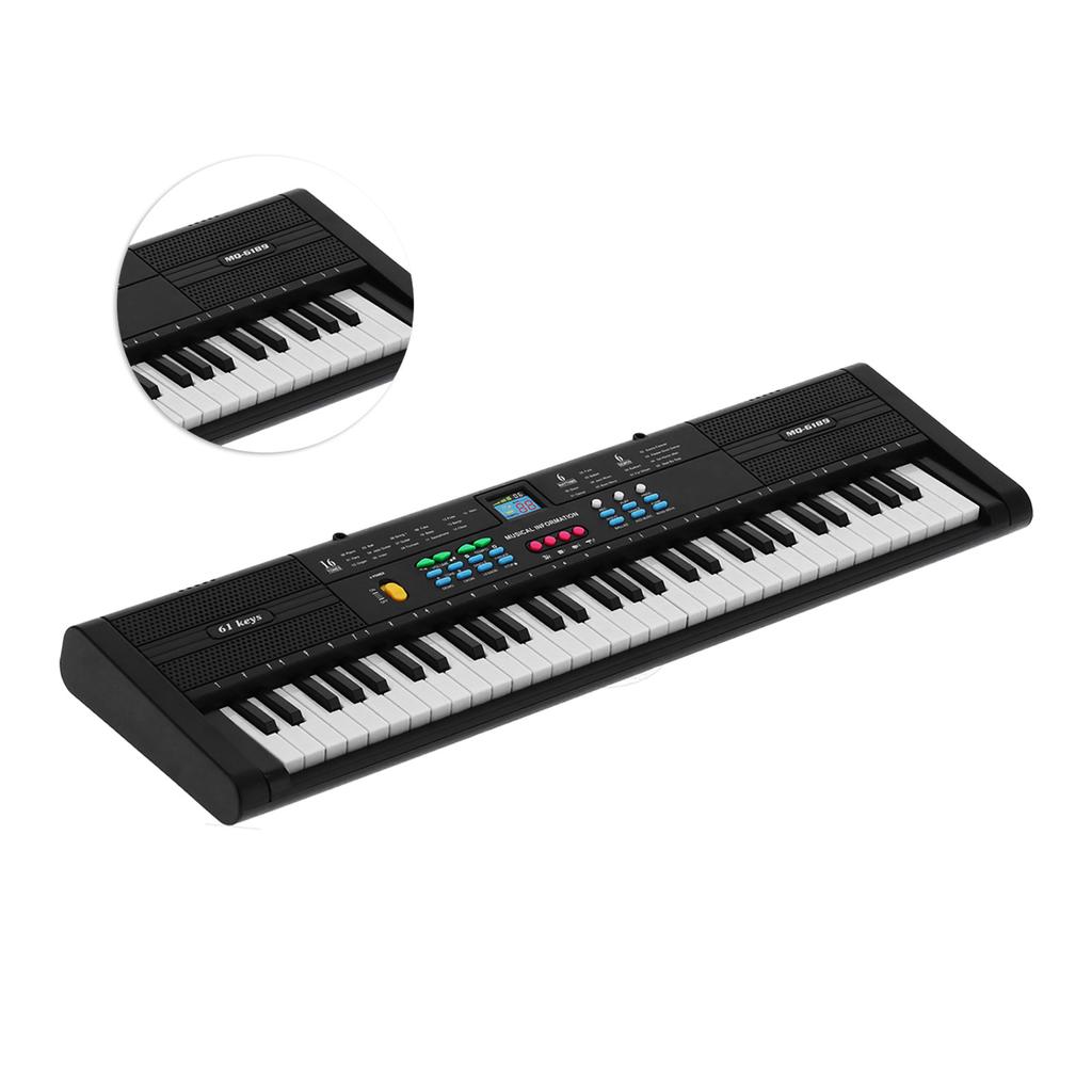 Keyboard Piano Instrument 61 Keys Electric Multifunctional with USB Cable Microphone MQ6189
