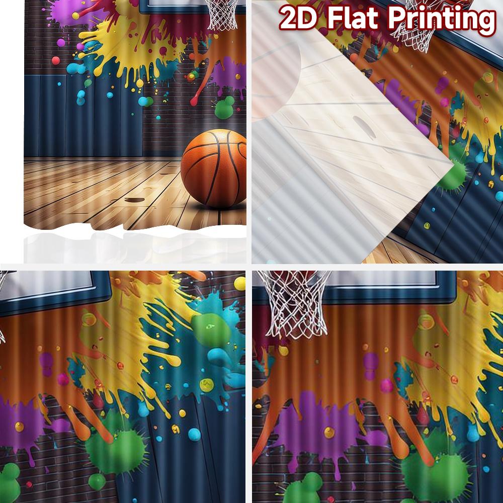 2D Flat Photography Backdrop Party Backdrop Colorful Basketball Explosion 100% Polyester Birthday Party Use for Bedroom