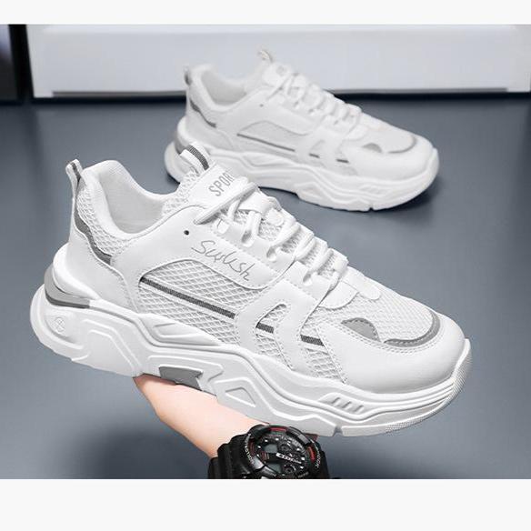 New Summer Men's Breathable Mesh Sports Shoes. Trendy Height-enhancing Casual Dad Shoes for All Occasions.