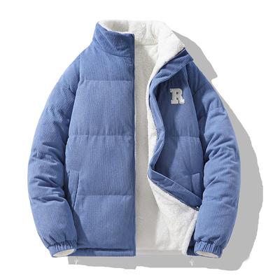 Winter Men Corduroy Cotton Jackets Stand Collar Warm Parkas Male Casual Thick Warm Fleece Coats Man Double-Sided Jacket