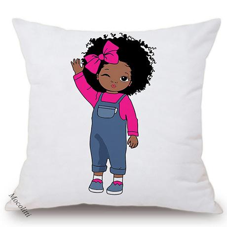 Africa Baby Cartoon Throw Pillow Case Cute Girl Children Room Sofa Bed Decorative Cushion Cover Velvet Soft Pillowcase 45X45Cm