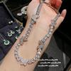 Italian Vintage Butterfly Gem Necklace Vintage Sparkling, Flower Sugar Cube Zircon Bracelet Set