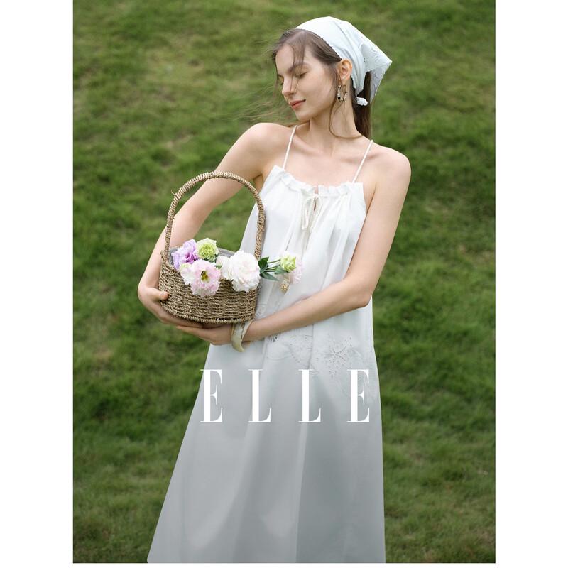ELLE Women s French Embroidered A-line Slip Dress L