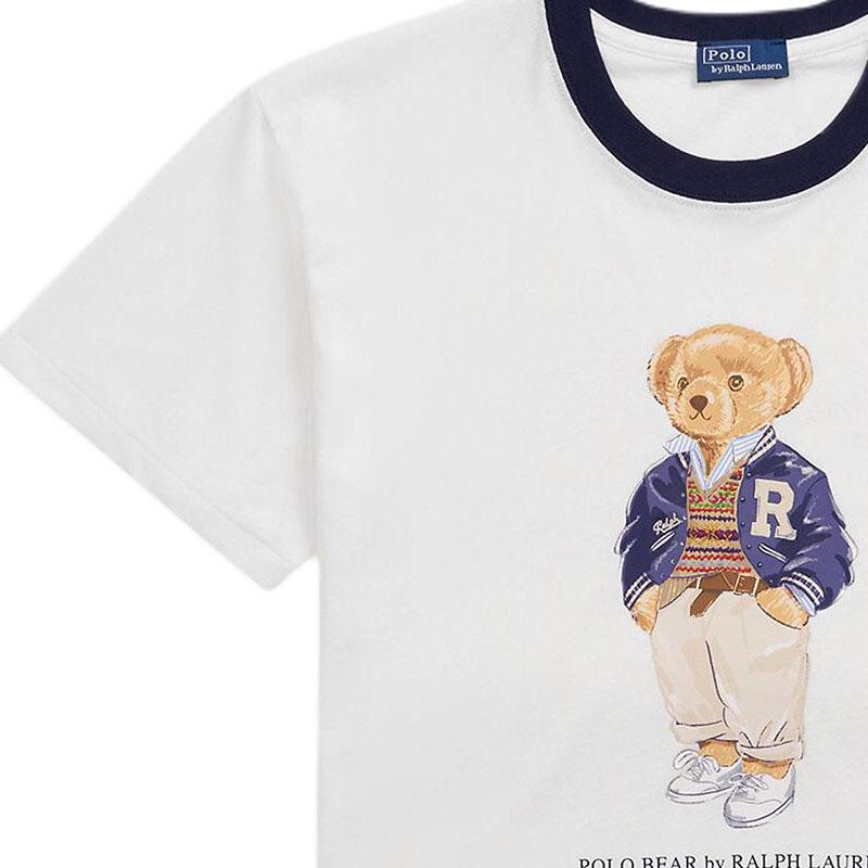 Polo Ralph Lauren Letter Print Pattern Round Neck Short Sleeve T-Shirt Women T-Shirt White 211941205-001