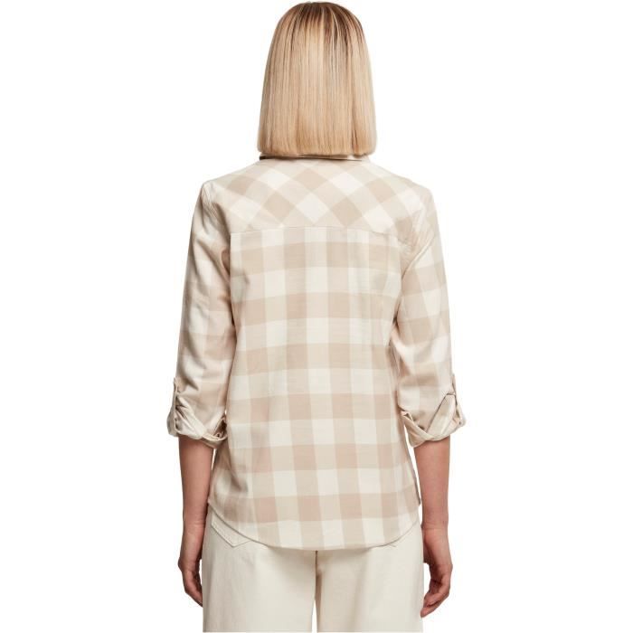 Chemise en flanelle à carreaux femme Urban Classics Turnup - blanc - XS