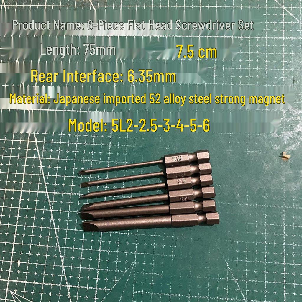 Japan S2 Steel Magnetic Slotted Flat Head Electric Screwdriver Bit