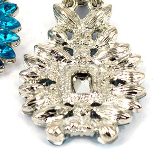 1 Pair Drop Earrings for Women, Geometric Exaggerated Blue Rhinestones Draped Earrings, Retro Palace Style Parties Jewelry