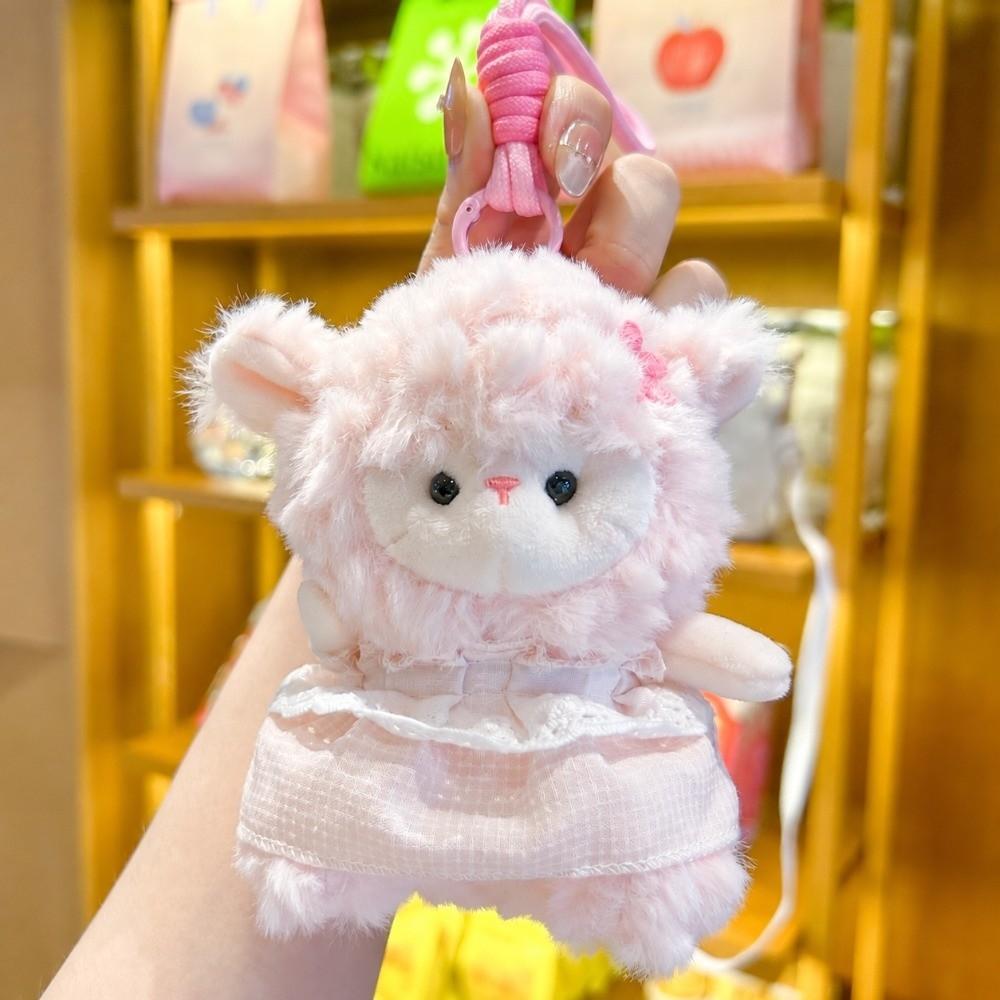 Floral Dress Lamb Plush Keychain Soft Lamb Bag Pendant Cute Sheep Keychain  Bag Charm