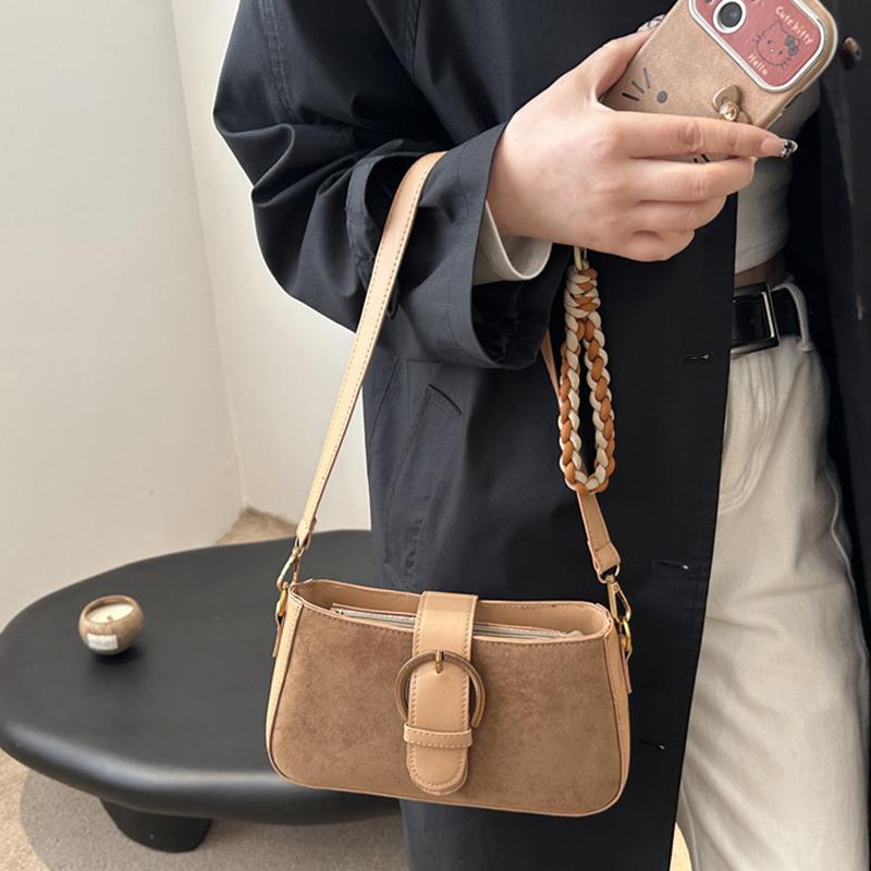 Høst og Vinter Dame Lett Ensfarget Liten Skulderveske Chic PU Lær Gullfarget Maskinvare Firkantet Underarmsveske