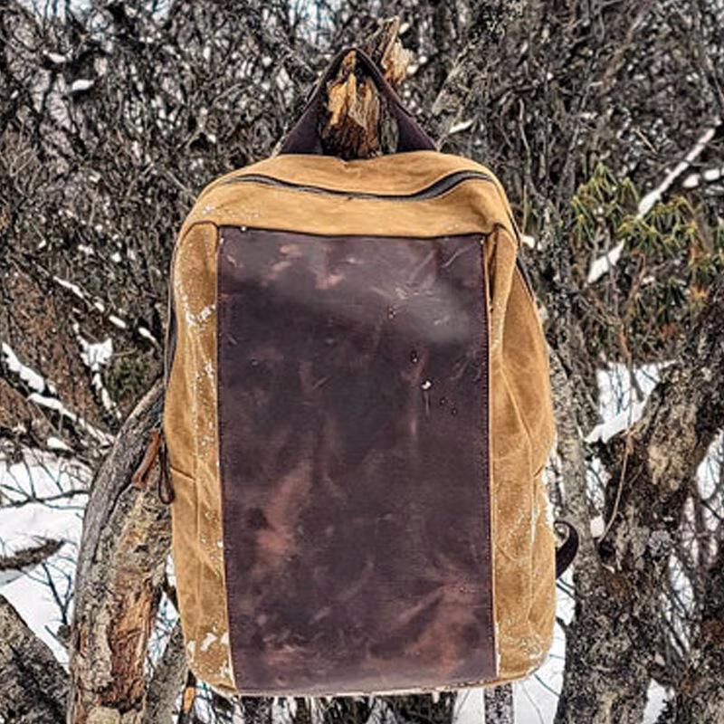 Men's Vintage Crazy Horse Leather Backpack